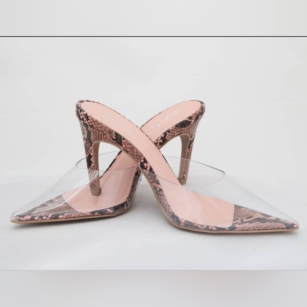 Pink snakeskin slide heel - Picture 2 of 2